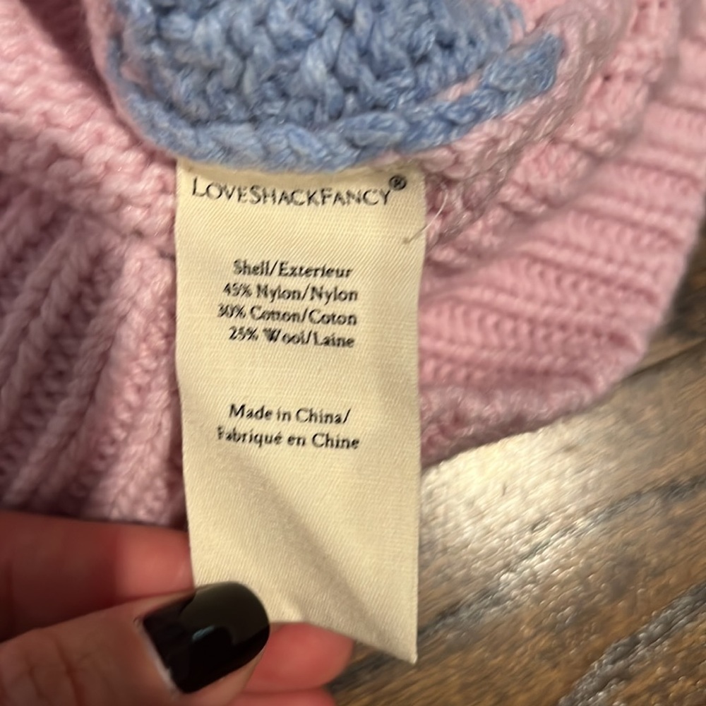 Nwt Loveshackfancy Allan Patchwork Pink Sweater M - image 7